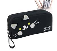 Cartoon Pencil Pouch Double Zipper, Portable Stationery Organizer