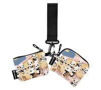 Cartoon Penda Chef Yellow Women's Change Wallet Card Cases Thin Flat Zipper Coin Purse Wallet with Zipper Pocket for Work Travel 2 Pcs tarjeteros para Mujer