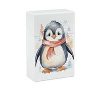 Cartoon Penguin Cigarette Case for Regular King Size 85mm 20 Capacity Push to Open Hard Shell Cigarette Box Portable & Waterproof Cigarettes Case for Men Women Pocket Cigarettes Holder, Cig Accessorie