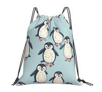 Cartoon Penguin Cute Women Men Drawstring Bag Adjustable Drawstring Backpack Large Gym Sack For Travel Holidays Climbing