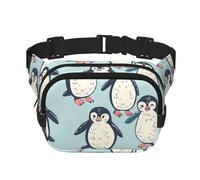Cartoon Penguin Double Layer Waist Bag Pack Cute Bum Bag Fanny Pack for Men Women, Adjustable Belt Bag for Travel Hiking Running Cycling Festival