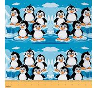 Cartoon Penguin Fabric by The Yard Cute Baby Penguins Playing Water Various Poses Upholstery Fabric for Kids Boys Girls Summer Decorative Fabric,DIY Art Outdoor Fabric for Quilting,1 Yard,Blue White