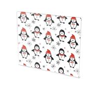 Cartoon Penguin Snow Acrylic Cutting Board with Counter Lip Non-Slip Cutting Plate for Kitchen Countertop