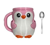 Cartoon Penguine Moulds Ice Cream Cup Sleeve Holder with Antifreeze and Secret Confectionery Compartment Double Spoon Penguins Themed Party Dessert Tool