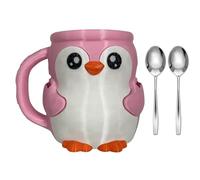 Cartoon Penguins Dessert Accessories Ergonomic Grip and Double Spoons Secret Drawer Ice Cream Pints Cup Holder Set Ice Cream Storage Organizers