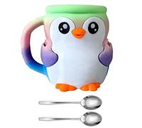 Cartoon Penguins Shape Ice Cream Cup Sleeve Holder With Antifreeze Handle And Secret Candy Compartment Double Spoons Penguins Shape Home Decors Kitchen Gadget