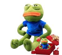 Cartoon Pepe The Frog Plush Toy, 40x25x15cm Sad Frog Plush Toy Soft, Enriched Coral Fleece Fabric, With Matte Embroidery And PP Cotton Stretch Filling For A Full, Resilient Feel, Highly Collectible