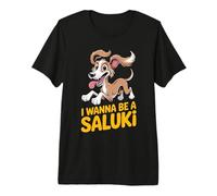Cartoon Persian Greyhound Dog Breed Pet I Wanna be a Saluki Premium T-Shirt