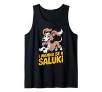 Cartoon Persian Greyhound Dog Breed Pet I Wanna be a Saluki Tank Top