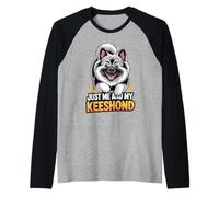 Cartoon Pet Dog Breed Canine Puppy Just me and My Keeshond Raglan Baseball Tee