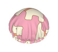 Cartoon Pet Dog Scottish Terrier,Shower Cap Nightcap Double Layer Waterproof Elastic Bath Cap Reusable Hair Cap
