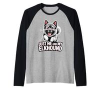 Cartoon Pet Norwegian Dog Breed Just me and My Elkhound Raglan Baseball Tee