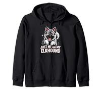 Cartoon Pet Norwegian Dog Breed Just me and my Elkhound Zip Hoodie