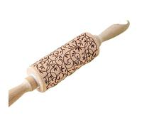 Cartoon Petal Leaves Wood Carving Pressed Roller Spring Leaf Flower Pattern Printing Rolling Pin Kitchen DIY Fondant Stick Wooden Embossing Rolling Pin(Color 8)