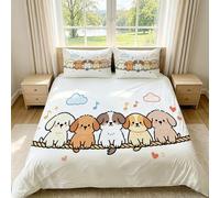 Cartoon Pets Super King Size Duvet Cover Sets 3D Printed Microfiber Cute Dogs Bedding Set Ultra-Soft Quilt Cover 260 x 220 cm with Zipper Closure and 2 Pillowcases 50x75 cm d-31