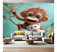 Cartoon Photo Wallpaper Animal Baby Gorilla Wall Murals for Living Room Bedrooms Office Tv Background Wall Large Mural Poster 300 x 210 cm Home Decoration