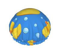 Cartoon picture duck Printed Large Shower Cap, Double Layer Hair Protector For Facial Care, Reusable Hair Wrap