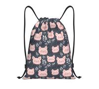 Cartoon Pig Cute Print Women Men Gym Sack Waterproof String Backpack Lightweight Drawstring Backpack For Travel Football Picnic