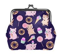 Cartoon Pig Donut Ice Cream Lollipop Coin Purse Kiss Lock Change Purse Vintage Trinkets Pouch