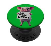 Cartoon Pig Friendly Piggy Porcine Piggies , Eat More Beef ! PopSockets Adhesive PopGrip