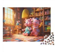 Cartoon Pig Jigsaw Puzzles Puzzle for Adults Kids. 1000 Piece Cute Animals Whimsical Challenge Toy Educational Game Home Decoration for Educational Games Gifts 1000pcs (75x50cm)