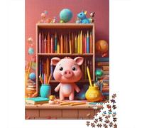 Cartoon Pig Jigsaw Puzzles Puzzle for Adults Kids. 1000 Pieces Cute Animals Great Gifts Challenge Toy Educational Game Home Decoration for Educational Games Gifts 1000pcs (75x50cm)