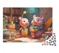 Cartoon Pig Jigsaw Puzzles Puzzle for Adults Kids. 1000 Pieces Cute Animals Great Gifts Challenge Toy Educational Games Home Decoration for Educational Games Gifts 1000pcs (75x50cm)