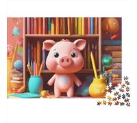 Cartoon Pig Jigsaw Puzzles Puzzle for Adults Kids. 1000 Pieces Cute Animals Whimsical Challenge Toy Educational Games Home Decoration for Adults& Kids Age 14 Years Up 1000pcs (75x50cm)