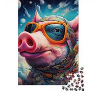 Cartoon Pig Jigsaw Puzzles Puzzle for Adults Kids. 1000 Pieces Whimsical Challenge Toy Educational Game Home Decoration for Educational Games Gifts 1000pcs (38x26cm)