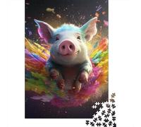 Cartoon Pig Jigsaw Puzzles Puzzles for Adults Kids. 1000 Piece Cute Animals Impossible Challenge Toy Educational Game Home Decoration for Educational Games Gifts 1000pcs (75x50cm)