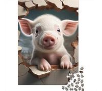Cartoon Pig Jigsaw Puzzles Puzzles for Adults Kids. 1000 Pieces Cute Animals Great Gifts Challenge Toy Educational Game Home Decoration for Adults& Kids Age 14 Years Up 1000pcs (75x50cm)