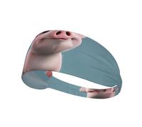 Cartoon Pig Printed Wide Headband for Women, Non Slip Moisture Wicking, Yoga Running Workout Sweat Band Gym