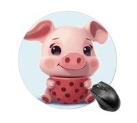 Cartoon Pig Round Gaming Mouse Pad Non-Slip Rubber Base Mousepad Travel Office Mousepads for Desk Funny Waterproof Computer Mouse Mat Cute Laptop Mouspad 7.8x7.8 Inch