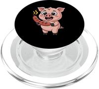 Cartoon Pig With Sausage Kawaii Barbecue Humor PopSockets PopGrip for MagSafe