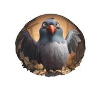 Cartoon Pigeon 1 Print Double Layer Shower Cap Reusable Light and Soft Bath Cap For Women