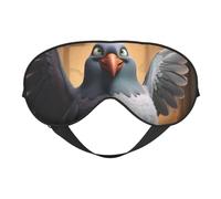 Cartoon Pigeon 1 Print Silk Sleep Eye Mask Soft Eye Cover with Adjustable Strap Comfortable for Travel Office Nap