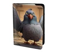 cartoon pigeon 1 print Travel Wallet Passport Holder Case for Family Leather Passport Cover for Men Women, Black, One Size