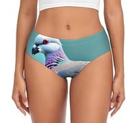 cartoon pigeon 4 Print Women Underwear Functionality Full Coverage Panties Stretch Casual Everyday Use Black