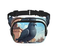 cartoon pigeon print Fashion Waist Packs Crossbody Belt Bag Fanny Pack for Women Crossbody for Traveling Running, Black, One Size