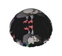 cartoon pigeon Print Shower Cap for Women & Men â€“ Reusable Double-Layer Bath Hair Cap with Elastic Strap L