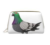 Cartoon Pigeon Printed Leather Makeup Bag for Women Girls - Portable Travel Cosmetic Organiser Toiletry Bag