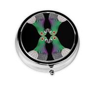 Cartoon Pigeon This Small, Round Pill Box is a Portable Travel Medicine Organizer with Three compartments for Storing Daily medications.