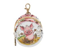 Cartoon Piglet Mud Puddle Baby Pacifier Holder Case with Zipper and Clip Coin Purse Wallet Bag, Baby Items Container Box