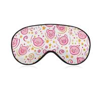 Cartoon Pigs Faces Swirls Pattern Comfortable Sleep Eye Mask Soft Covers for Sleeping with Adjustable Strap