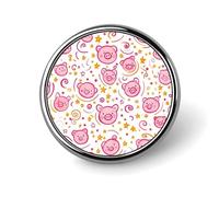 Cartoon Pigs Faces Swirls Pattern Round Brooch Cute Pin Badges Decoration Jewellery for Men Women Metal Lapel Pins