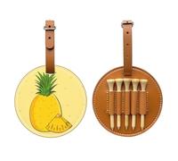 cartoon pineapple Black Printed golf tee storage bag - portable design, easy to organize tee, Brown, One Size
