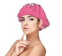 Cartoon Pink Bow Pug,Adjustable Silk Hair Wrap Adult's Satin Sleeping Cap Hair Women's Elastic Sleep Bonnet
