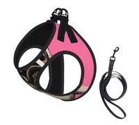 Cartoon Pink Bow Pug,Pet Harness,Adjustable Reflective Dog Harness,Pet Leash Vest,M