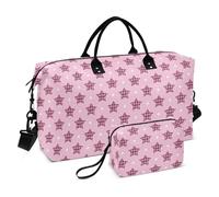 Cartoon Pink Checkered Plaid Stars Travel Duffel Bags Carry On Shoulder Weekend Tote Gym Sports Carry with Toiletry Bag for Sports Foldable bolsas de para Mujer en Avion