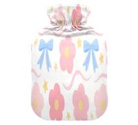 Cartoon Pink Floral Pattern hot-Water Bottle with Soft Cover, 2L Warm Compress for Menstrual Cramps,Menstrual Cramps,Bolsa para cólicos menstruales